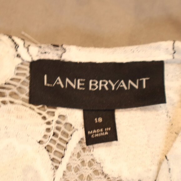 Lane Bryant Sheer Floral Lace Peplum Blouse – White/Black – Size 18 - Picture 6 of 6